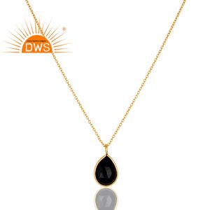 Última Tendencia 2026: Collar con Colgante de Plata de Ley 925 Bañado en Oro de 18K con Ónix Negro Natural, Joyería Fina de Fabricante - Product Image 2