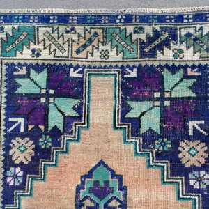 Alfombra de 3.7x7.6 pies, Alfombra Turca Vintage, Alfombra de Lana Azul - Product Image 5