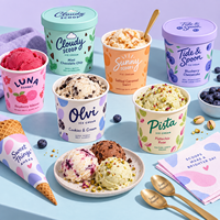 Gobelets à crème glacée personnalisés AT PACK avec logo |   Contenants d'emballage pour gelato de qualité supérieure, bols à dessert et fournitures à emporter pour la crème glacée