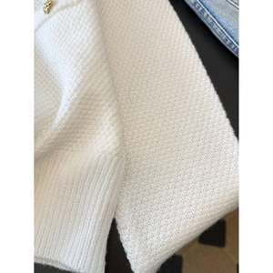 Women's Knitted Peplum <b>Cardigan</b> with <b>Lace</b> Trim Casual Print Button-Front Regular Sleeve - Product Image 5