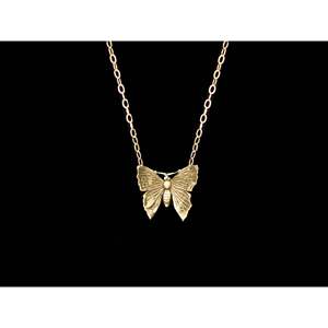 สร้อยคอพร้อมจี้สีเหลืองทอง14K สไตล์ผีเสื้อ - Product Image 1