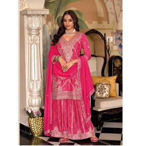 Trajes Palazzo para mujer de la mejor calidad, estampado digital Chinon con trabajo de bordado y ajuste cómodo para ropa informal para venta de exportación - Product Image 1