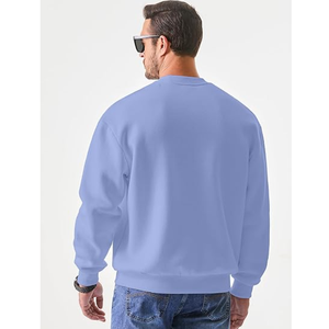 Sweat-shirt ample à col rond de couleur unie et à manches longues pour homme, personnalisé directement des pulls en tissu imprimé d'usine - Product Image 2