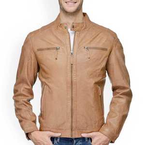 Veste en cuir véritable unisexe de taille ajustable, fabriquée en usine, respirante, coupe-vent, hiver, personnalisation de l'emballage, logo frontal - Product Image 1