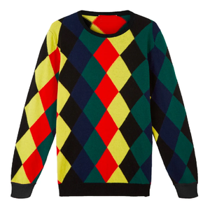 Export Quality Men's <b>Argyle</b> <b>Sweater</b> Hand Knitted Wholesale Price Crew Neck Collar Breathable Custom Logo Garments Made <b>Sweater</b> - Product Image 1