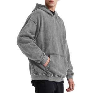 Jersey de invierno para hombre a precio barato, sudadera con capucha de mezcla de algodón en blanco de lana pesada, ropa de calle, logotipo personalizado, lavado con ácido - Product Image 2