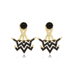 Oreille Vestes Noir Zircon Pierre Turc Artisanat En Gros Boucles D'oreilles 925 Bijoux En Argent Sterling - Product Image 1