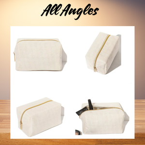 Bolsa de cosméticos portátil con cremallera de lona de algodón Natural blanco de alta calidad, bolsa de maquillaje para artículos personales pequeños - Product Image 5