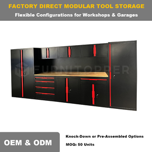 Armoire à outils modulaire et établi, système de rangement d'outils d'atelier, coffre à outils en acier pour réparation automobile, poste de travail de garage - Product Image 4