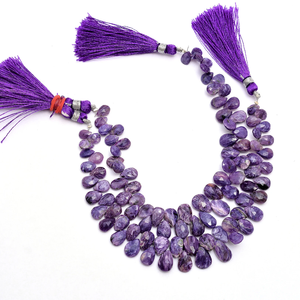 AAA + piedra preciosa charoita rusa 5x8mm-8x10mm pera facetada Briolette púrpura Charoite piedras preciosas semipreciosas cuentas sueltas para joyería - Product Image 6