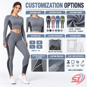 Custom Women Coral Yoga Set Performance Crop <b>Top</b> and High Waist Contour Leggings Gym Set Criss <b>Cross</b> Strap Textured Seamless - Product Image 6