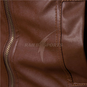 High Quality Men's <b>Long</b> Sleeve <b>Leather</b> <b>Jacket</b> with Front Logo Vintage Design Stand Collar for Winter-Best Price - Product Image 4