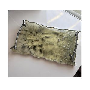 ถาดเสิร์ฟเรซินอีพ็อกซี่ด้ามจับเหล็กดีไซน์ดอกไม้ - Product Image 1