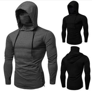 Men's <b>Winter</b> Warm Anti-Shrink Knitted Zip Hoodie with Hooded <b>Face</b> <b>Mask</b> 100% Cotton Fleece Zipper Design for Outdoor Activities - Product Image 1
