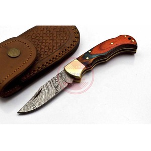 Cuchillo plegable de acero de Damasco, navaja profesional de bolsillo para exteriores, pequeño y plegable - Product Image 2