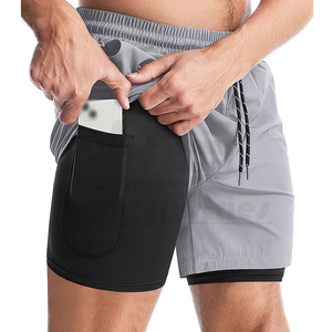 Pantalones Cortos Deportivos 2 en 1 para Hombre de Alta Calidad con Logotipo Personalizado OEM, Pantalones Cortos de Entrenamiento de Doble Capa con Bolsillos Tejidos, Fabricante - Product Image 1