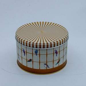 2.5L Vintage Birdcage Illustration Boîte en métal Couvercle Slip 175mm x 110mm Impression offset 30g Oiseaux colorés Illustration de cage à oiseaux - Product Image 2