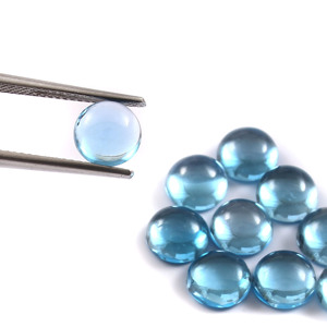 Lote al por Mayor de Gemas Sueltas Calibradas de Topacio Azul Suizo Natural AAA de 8 mm, Redondas, con Fondo Plano, para la Fabricación de Joyas - Product Image 2