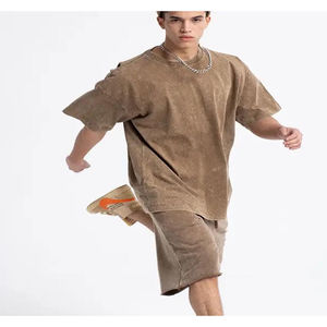 Soleil fané t-shirt pour hommes lavé à l'acide Stock t-shirts impression graphique personnalisée blanc Vintage goutte épaule lourd GSM hommes t-shirt - Product Image 2