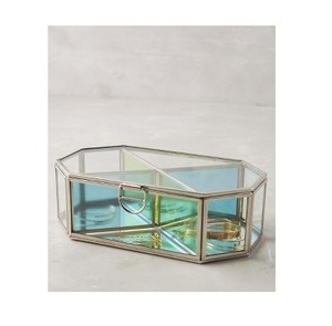 Boîte à bijoux unique en métal et en verre avec des panneaux transparents et un cadre en métal pour un rangement et une présentation sécurisés des bijoux - Product Image 2