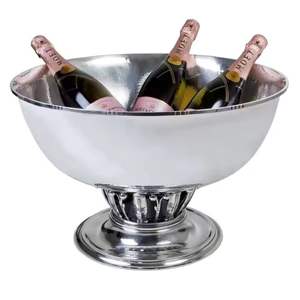 Métal occidental de forme ronde pour bol à champagne avec barre de base finie en or et seau à glace à vin pour décorations d'événements et de fêtes - Product Image 3