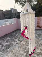 Lampu gantung jhooka Lotus Jasmine populer latar belakang Haldi latar belakang Mehendi dekoratif buatan lampu gantung bunga jhooka