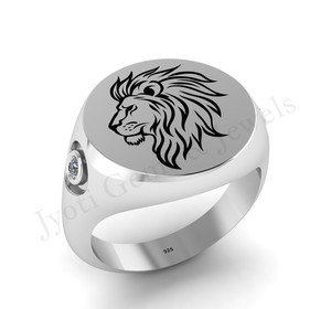 Top Quality <b>Men</b> Lion <b>Head</b> 925 Stamp 16mm Signet Ring Classic Style Jewelry Manufactured by Factory Export <b>For</b> Engagement Party - Product Image 1