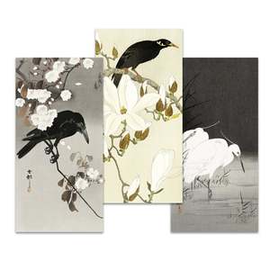 Juego de 3 impresiones artísticas de Ohara Koson en papel mate de 250 g/m² con un elegante diseño de naturaleza muerta - Product Image 1