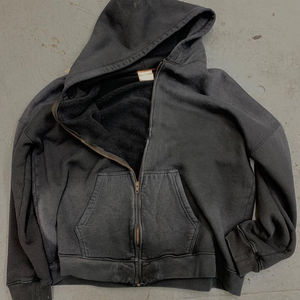 Sweat-shirts pour hommes personnalisés en molleton 100% coton, style streetwear, surdimensionné, lourd, épais, fermeture éclair, vintage, délavé au soleil, délavé à l'acide - Product Image 3