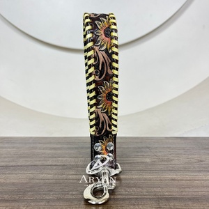 Nouvelle laisse de trafic de conception de tournesol en cuir usiné à la main de luxe de qualité supérieure laisse pour chien en cuir véritable confortable pour l'entraînement et la marche - Product Image 1