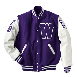 Vestes d'université de baseball en polyester/coton de haute qualité Logo brodé mince Letterman Style décontracté imperméable grande taille - Product Image 5