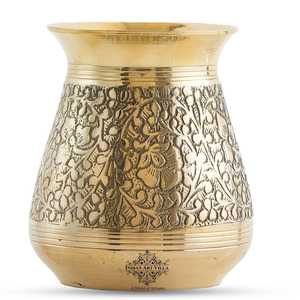IndianArtVilla - Lata Parsi de Latón Puro de 200 ml con Diseño en Relieve, Artículo Espiritual para Decoración del Hogar - Product Image 2