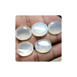 ลูกปัดพลอยออนิกซ์สีขาวธรรมชาติคุณภาพพรีเมียม ทรงรีเจียระไน 4 มม. สำหรับทำเครื่องประดับ-5 ชิ้น 16x20 มม. - Product Image 2