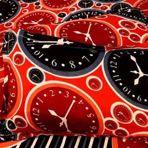 Sábana de cama doble multicolor con dos fundas de almohada, reloj de diseño hecho a mano de alta calidad, estampado, RSMK-08/53284, venta al por mayor - Product Image 4