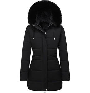 Chaqueta Acolchada Holgada de Invierno para Mujer, Cuello Alto, con Capucha, Secado Rápido, Transpirable, Tejido Liso Teñido - Product Image 1