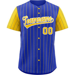 Camiseta de béisbol personalizada para hombres/mujeres/jóvenes con rayas Hip Hop botón camisa cosida nombre personalizado y logotipo de número - Product Image 1