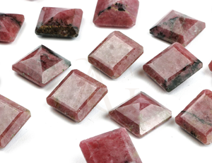 พลอยโรโดไนต์ทรงเหลี่ยมตัดขนาด10มม. หินอัญมณีสีชมพูทึบแสงสีเงิน - Product Image 2