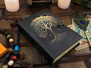 Journal en cuir véritable pour femmes fait à la main beau carnet de croquis arbre de vie avec reliure en spirale pour voyager et prendre des notes - Product Image 5