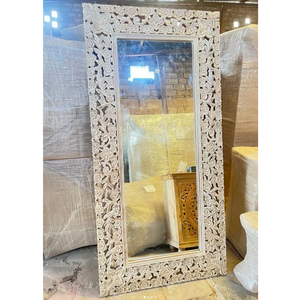 Stylish Modern Wooden Wall Mirror Elegant Classic Hand Carved Design for Home Decor or Wedding Handmade Feature - Product Image 1