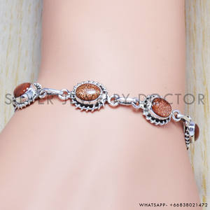 Solid <b>Sterling</b> <b>Silver</b> Gemstone <b>Bracelet</b> Handmade Jewelry 925 <b>Silver</b> Fine Design For <b>Women</b> Gift Bulk Wholesale <b>Bracelet</b> - Product Image 2