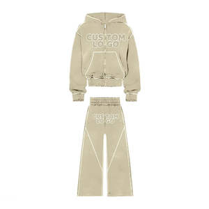 Conjunto de Sudadera con Capucha y Pantalones Deportivos Anchos con Pedrería en la Cintura Doble Personalizado, Chándal Holgado Extra Grande para Hombre - Product Image 6