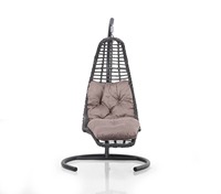 Fauteuil suspendu œuf en rotin PE moderne fait main pour extérieur, mobilier d'hôtel, balançoire de patio en osier avec support métallique Kugu Sile