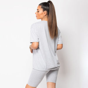 Conjunto de Camiseta y Pantalones Cortos de Alta Calidad para Mujer, 100% Algodón, con Logotipo, Conjunto de 2 Piezas, Conjunto Deportivo Liso para Mujer - Product Image 3