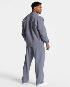 Conjunto Deportivo de Invierno para Hombre, 100% Algodón, con Cremallera, Logotipo, Ribete, Transpirable, Dos Piezas, Sudadera con Capucha y Pantalones Deportivos - Product Image 4