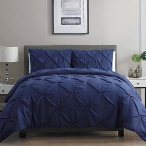 Set Copripiumino Vcny Home Carmen 3 Pezzi Queen Size con Arricciature, Tinta Unita Blu Navy, con Funzione Rinfrescante, 3 Pezzi - Product Image 1