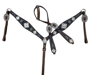 Cabestro, Brida, Pechera y Riendas para Caballo Occidental a Precio Accesible, Cuero con Diseño Floral Repujado a Mano, Pechera Completa para Caballo Cob - Product Image 1