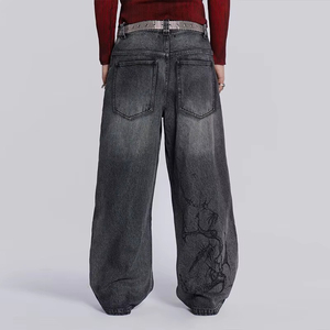 Lupin felt Los mejores pantalones de mezclilla Baggy jeans Jeans Low MOQ Impreso Vintage Washed Baggy Jeans para hombres Servicio OEM personalizado - Product Image 6