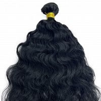 Extensions de cheveux indiens Remy de qualité supérieure, en vrac, teinte brun naturel, sans traitement chimique, double trame, prêtes pour la permanente