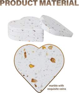 Classic <b>Ceramic</b> Heart Shape <b>Coasters</b> Set of 4-Eco-Friendly Drink <b>Coasters</b> for Tabletop Protection - Product Image 5