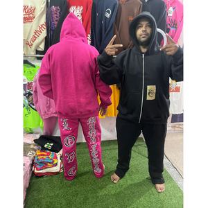 Personalizado 100% algodón en blanco de peso pesado holgado de lana chándal para hombres Sudadera con capucha y pantalones de chándal Jogger conjuntos de chándal fabricante - Product Image 1